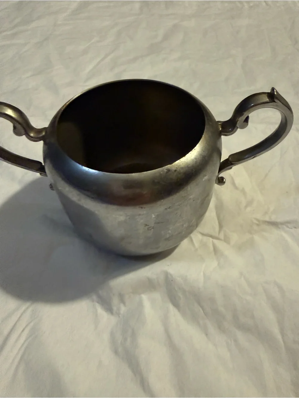 Vintage Double-Handled Sugar Bowl - Silver Tone